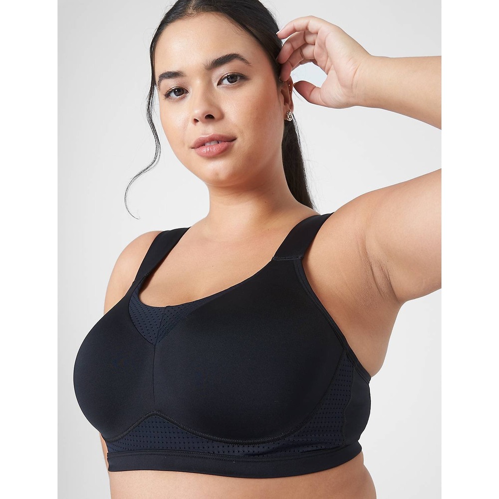 Livi Lane Bryant High Impact‎ Sports Bra Black 50DDD Convertible Straps Mesh